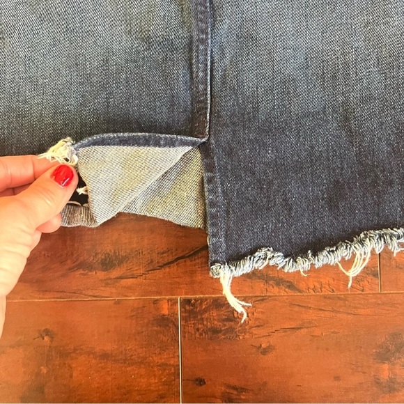 HUDSON Denim Lulu Jean Pencil Skirt Lace Up Side Raw Hem Size 25 Mini - Picture 6 of 11